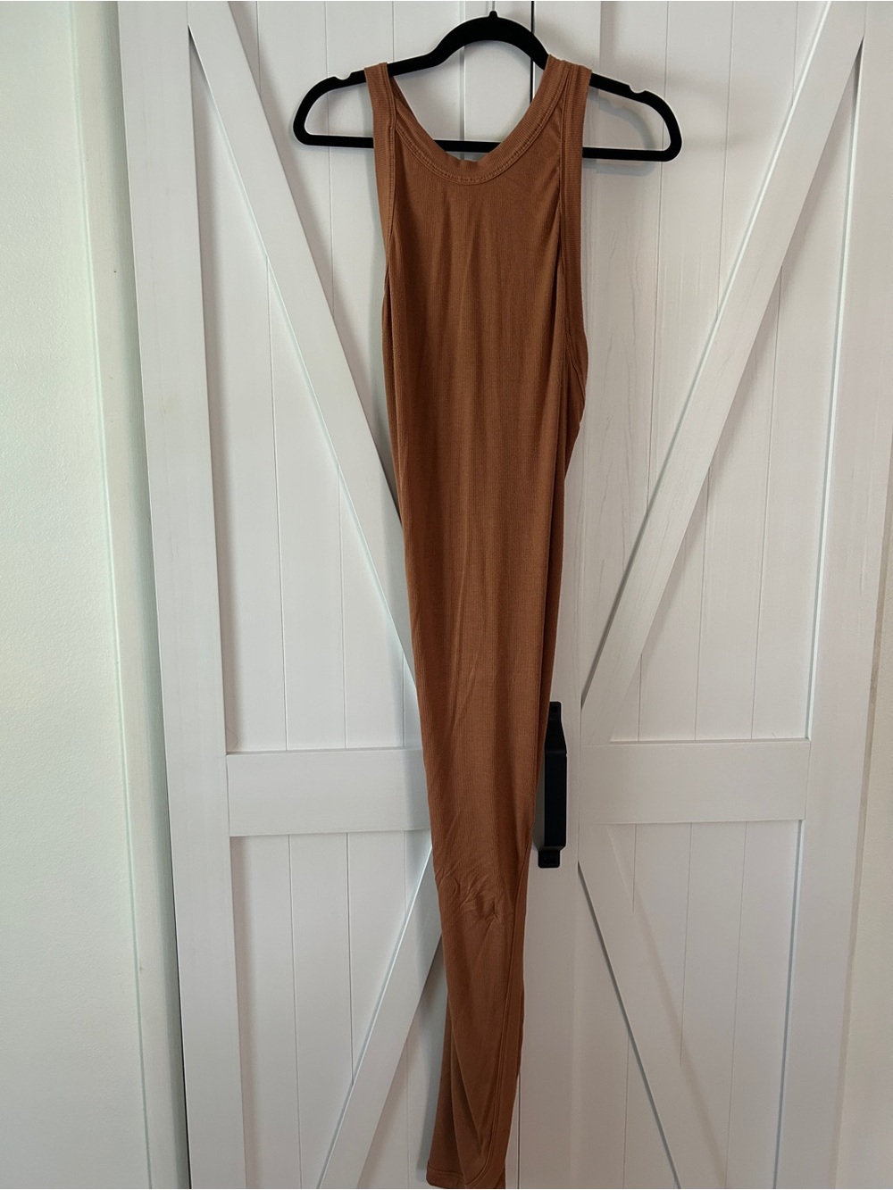 Slim Tank Rayon Dress in Warm Camel